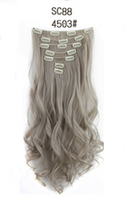 Inter-color T-color chemical fiber hightemperature silk clip hair clip hair extension hair clip long roll wig
