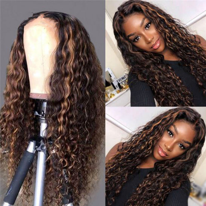 Women's African Small Curly Wig Wig Mixed Color Long Curly Hair Chemical Fiber Headgear