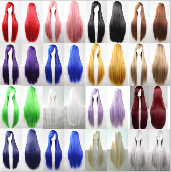 Cos Wig Color Long Straight Hair Cosplay Wig European And American Animation Hot Selling Spot 80cm Fake Found Goods