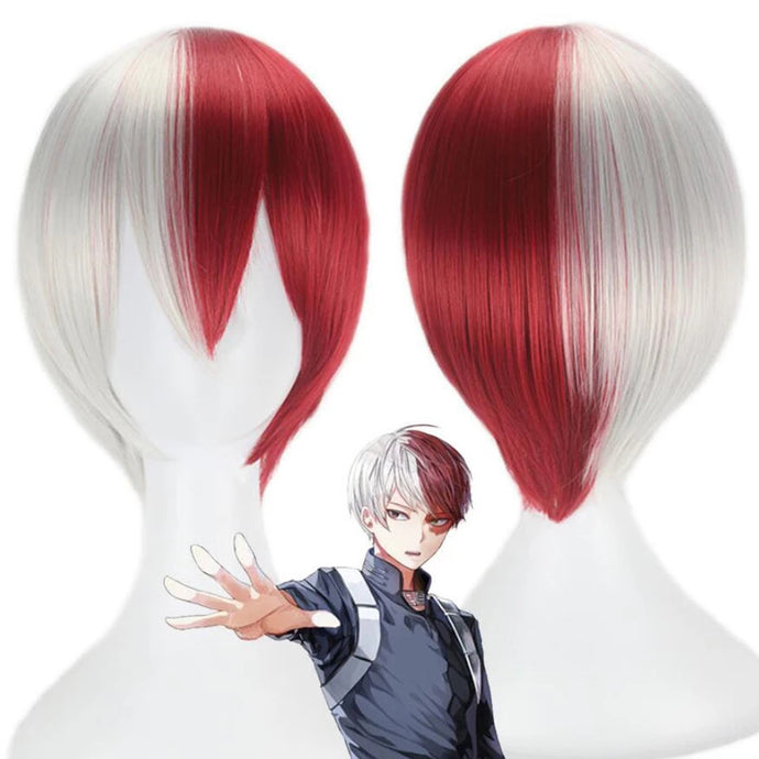 Anime Wig My Hero Academia Boom Frozen Red And White Short Hair Style Cos Wig Red And White Gradient