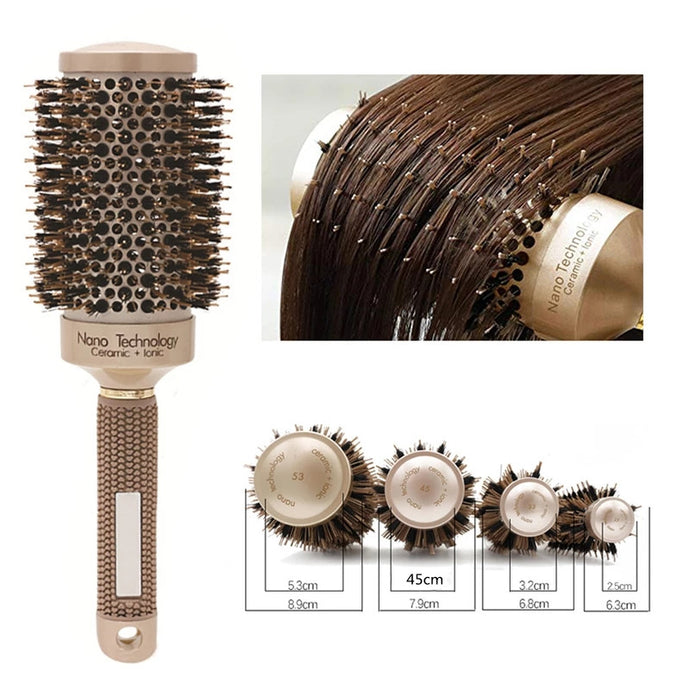 Hair Comb Brush Nano Hairbrush Ceramic Ion Round Barrel Comb Hairdressing Hair Salon Styling Tool